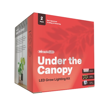 Miracle Led 4-Socket Under the Canopy Red Spectrum Grow Light Kit - 12W Replace 150W Grow Bulbs w/Timer, 2PK 801275